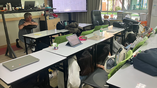 Mr. Richard's class takes cover